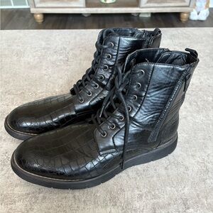 Todd Welsh Men’s Black Croc Print Damian Leather Ankle Boots‎ Size 10